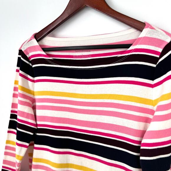 Talbots Sz Small Soft Pink Yellow Colorful Blouse Shirt Top 3/4 Sleeve Tropical - Picture 3 of 7